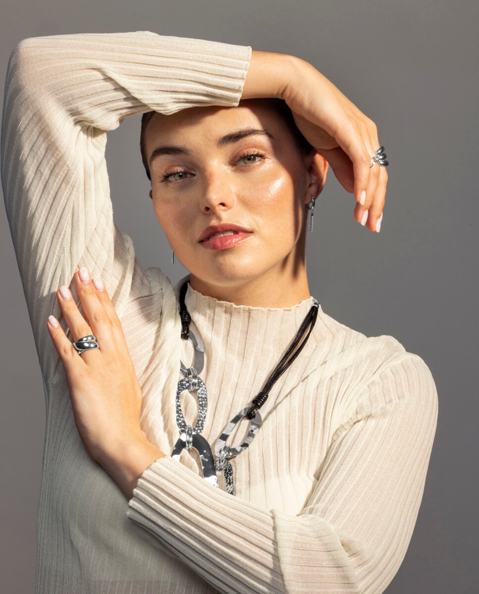 Pendientes Africa acabados en rodio con circonita brillante Blanco-4