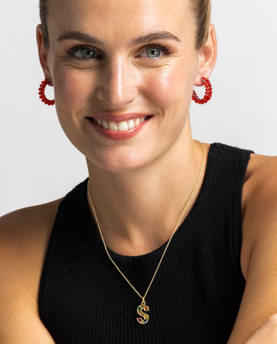 Collar Africa acabado en oro amarillo de 18k con circonita multicolor Multicolor-2