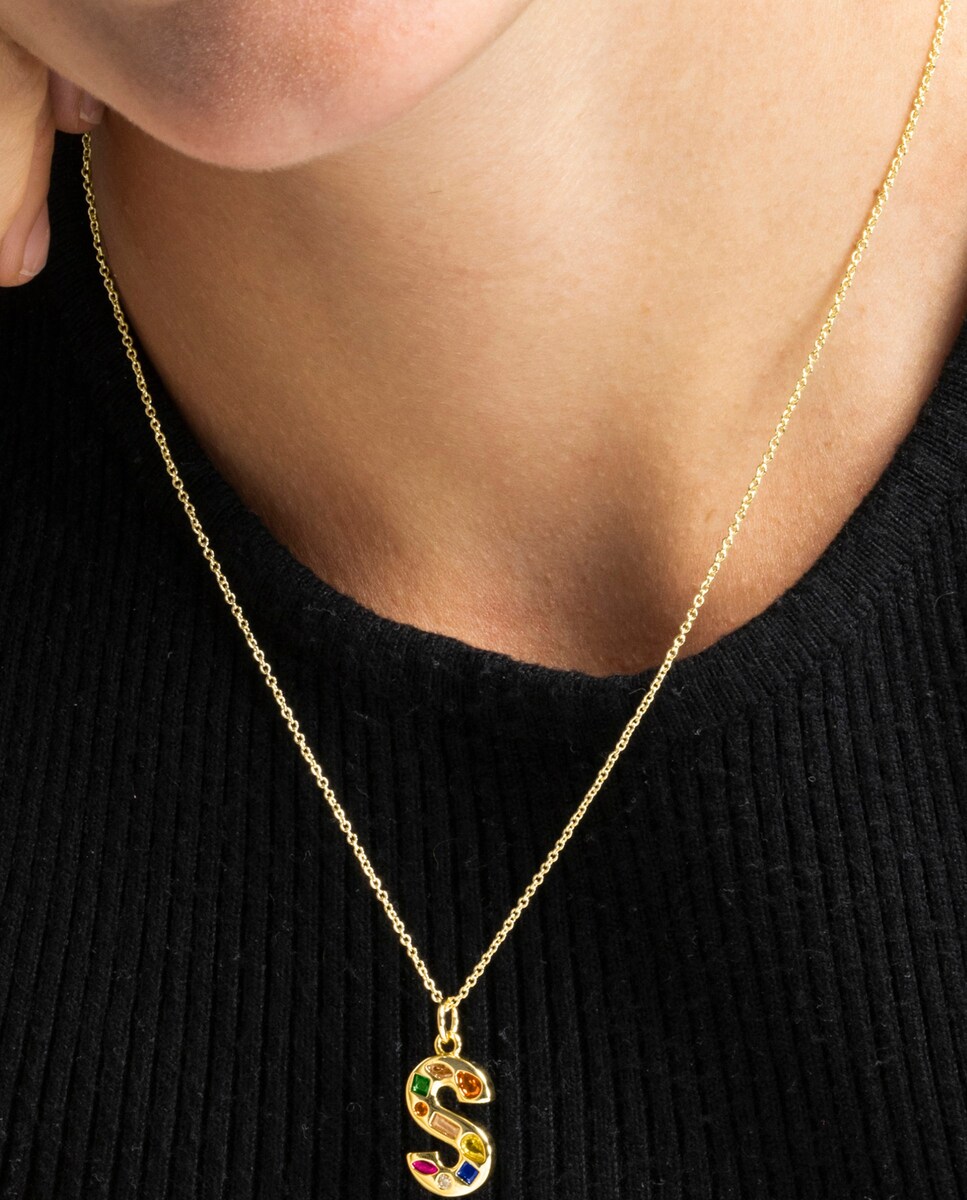 Collar Africa acabado en oro amarillo de 18k con circonita multicolor Multicolor-3