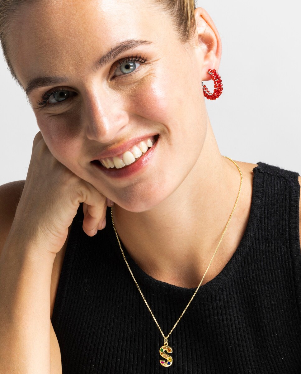 Collar Africa acabado en oro amarillo de 18k con circonita multicolor Multicolor-4