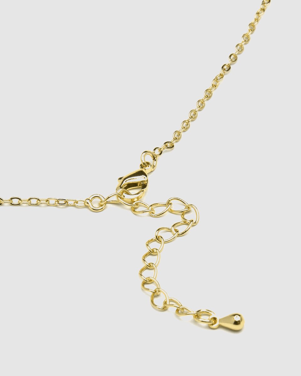 Collar Letras acabado en oro amarillo de 18k con circonita brillante Blanco-5