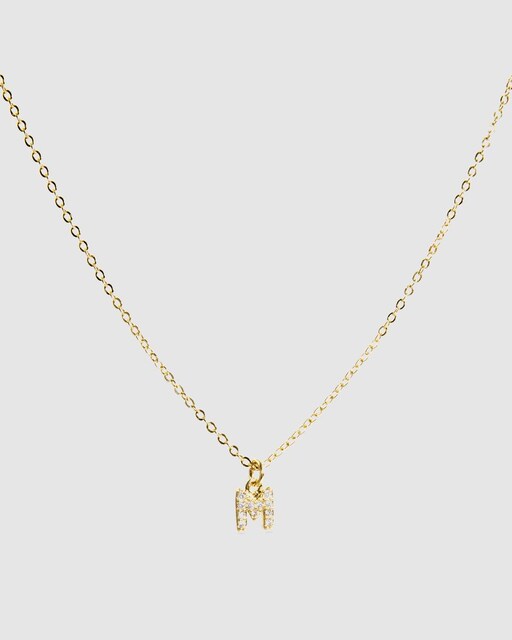 Imagen 0 de Collar Letras acabado en oro amarillo de 18k con circonita brillante