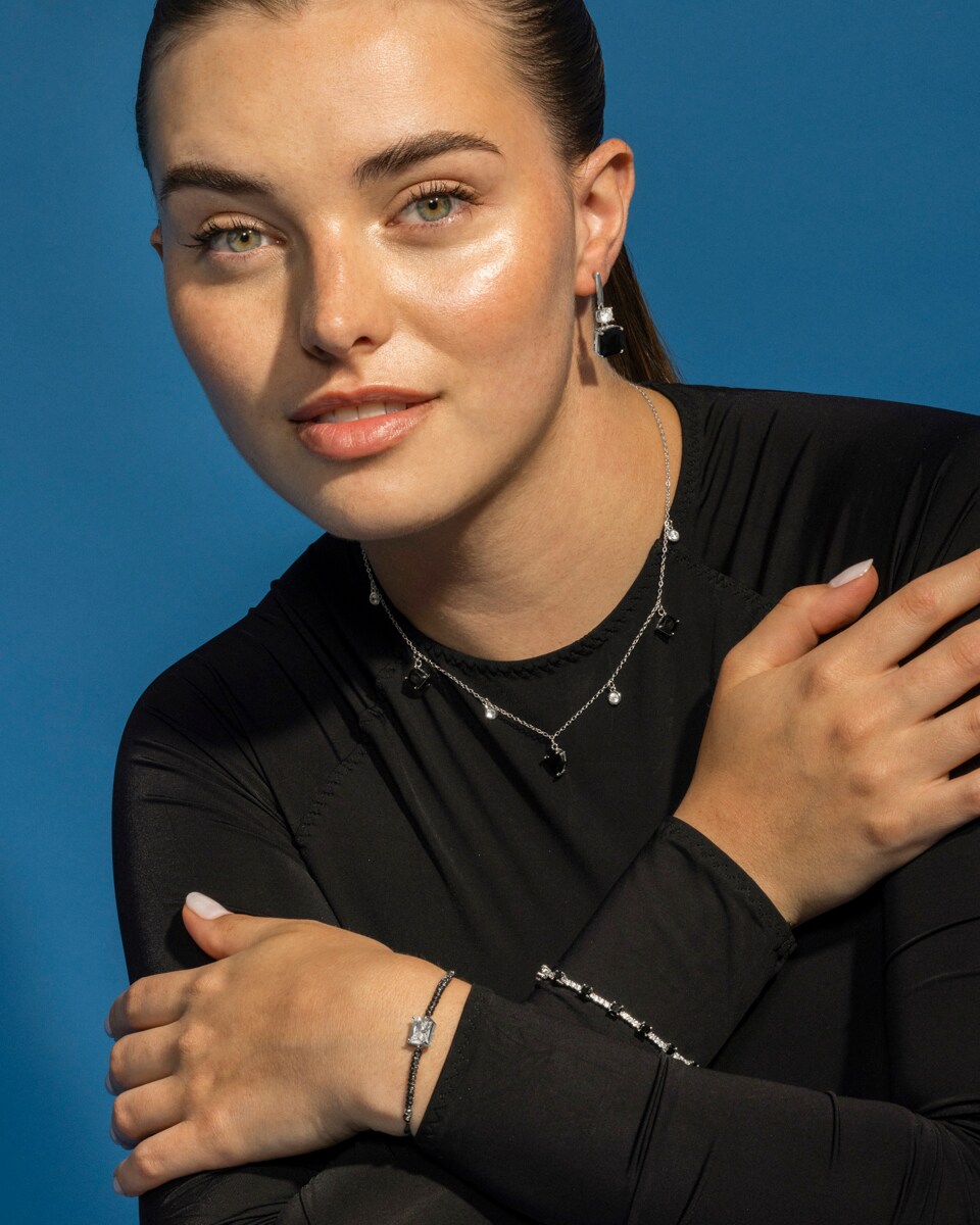 Pulsera Momentos Para Brillar de plata acabado en rodio con circonita onix Negro-2