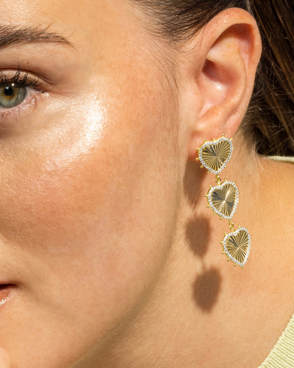 Imagen 3 de Pendientes trendy de plata de ley 925 acabados en oro de 18 quilates con circonita brillante - Luxenter - Oro Oro