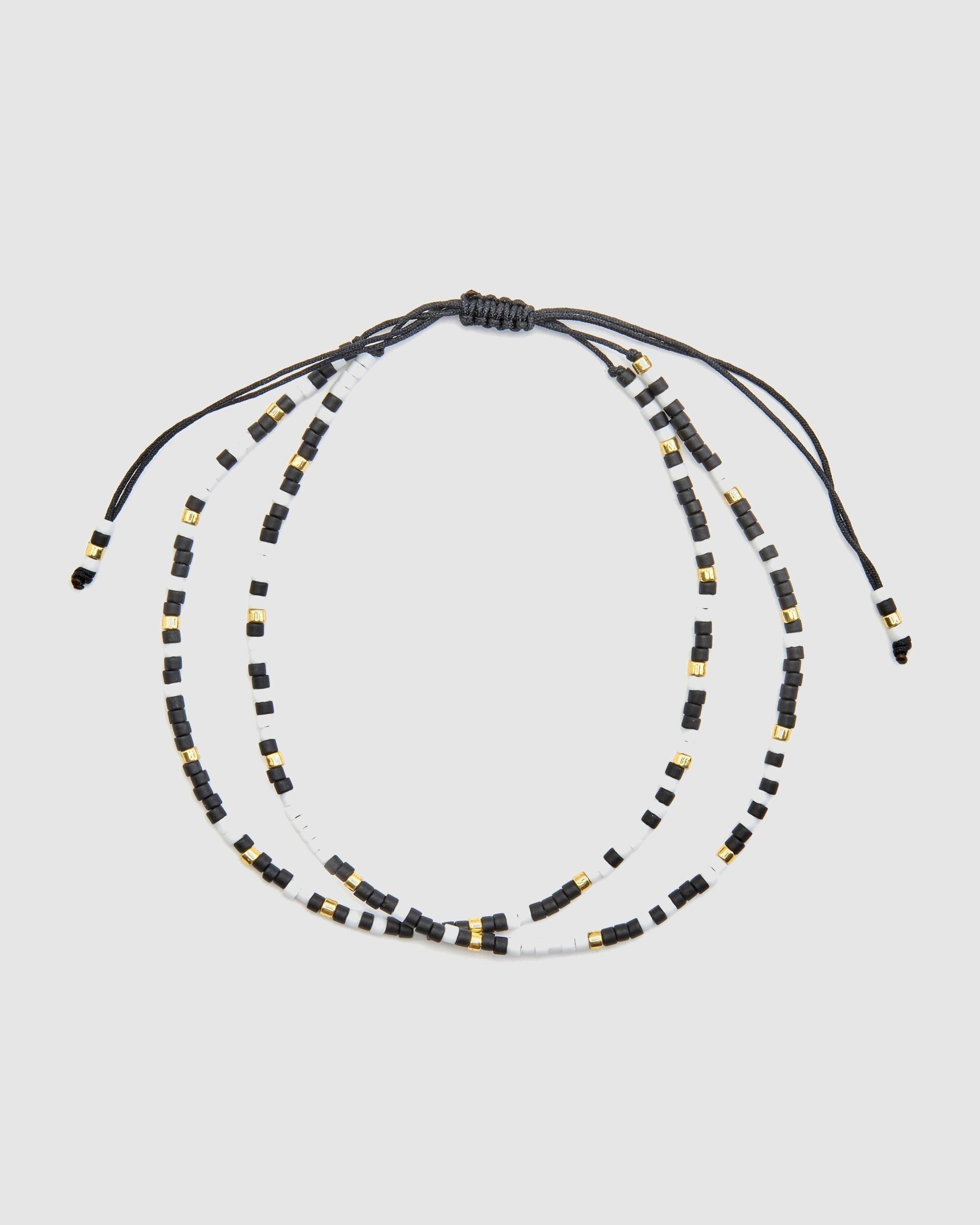 Pulsera de cadena trendy de acero acabada en amarillo de 18 quilates con cristal negro - Luxenter - Oro Oro-3