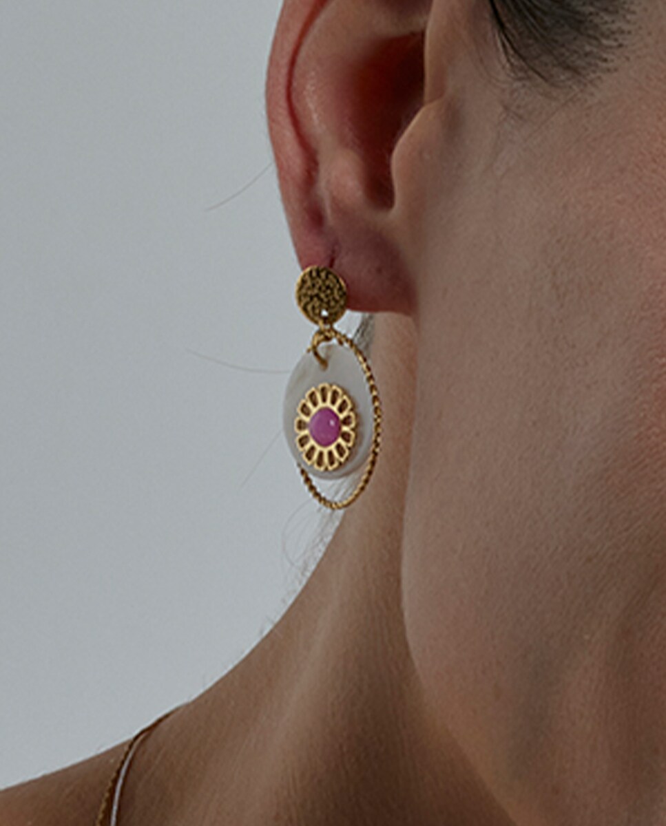 Pendientes Africa acabado en oro amarillo de 18k Oro-3