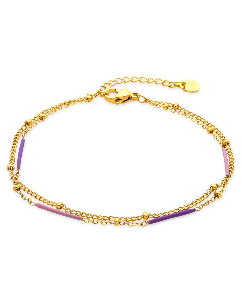 Pulsera Africa acabada en oro amarillo de 18k con lacado multicolor Multicolor-1