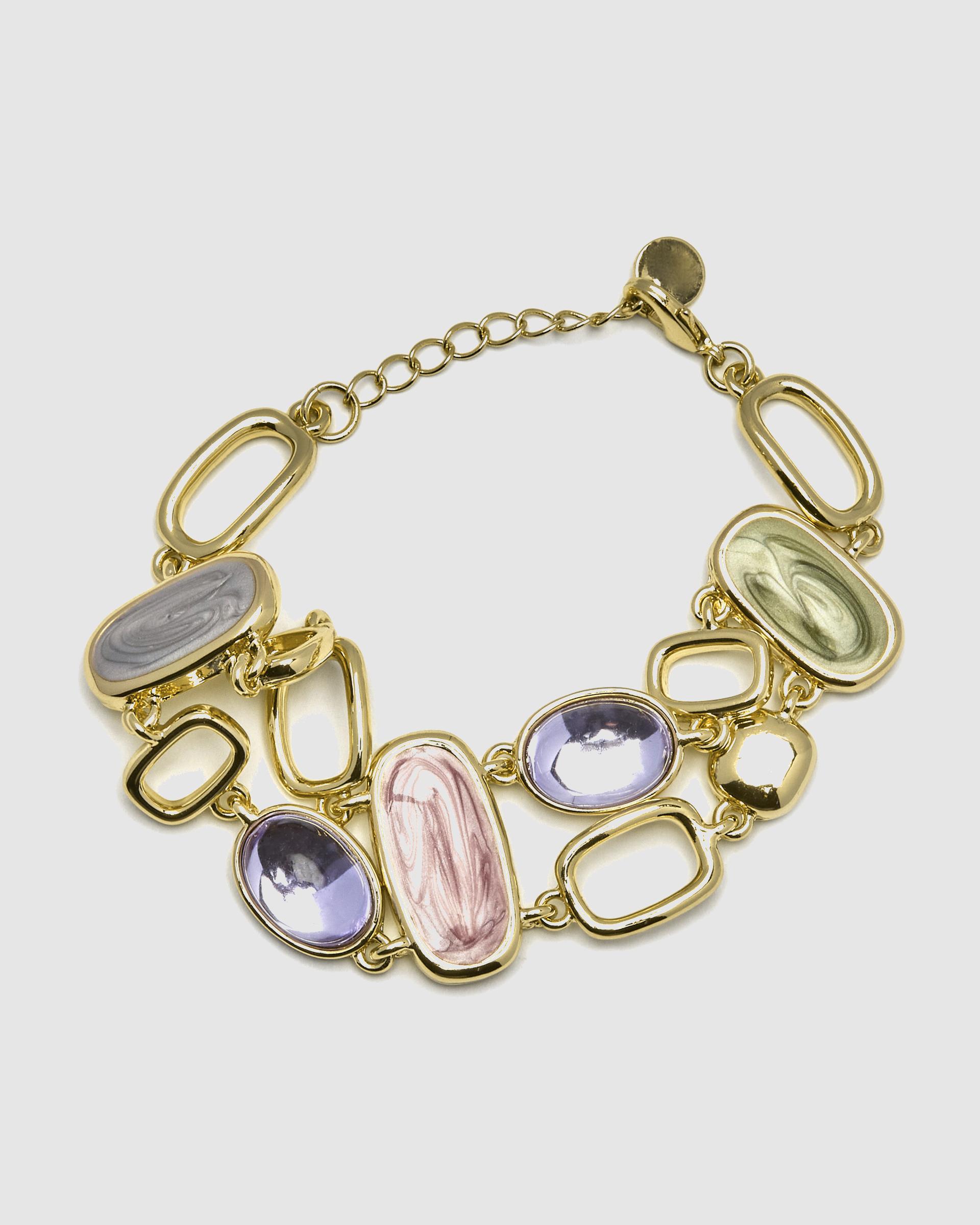Brazalete áfrica acabado en amarillo de 18 quilates con lacado multicolor - Luxenter - Oro Oro-3