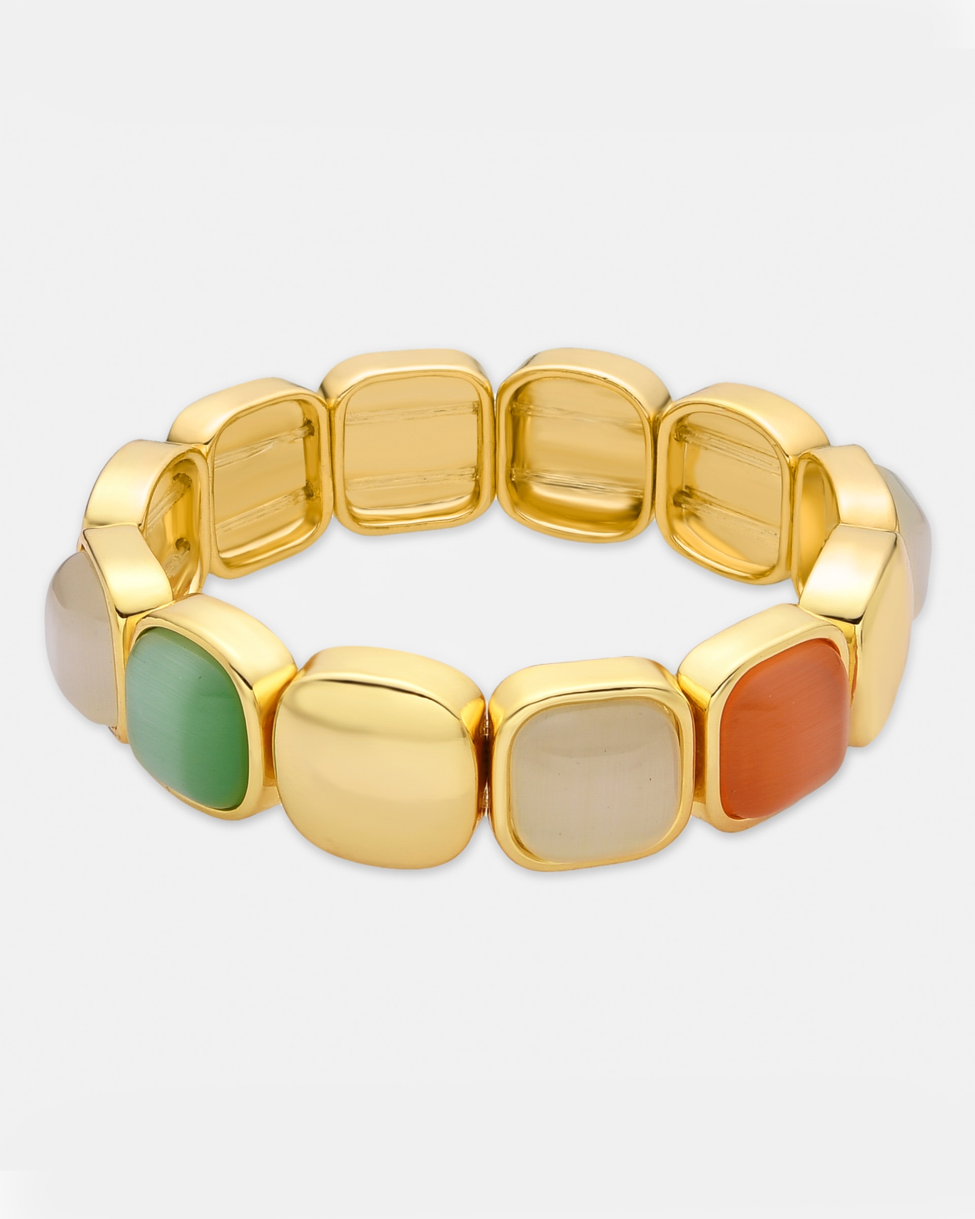 Pulsera de cadena áfrica acabada en amarillo de 18 quilates con ojo de gato multicolor - Luxenter - Oro Oro-1