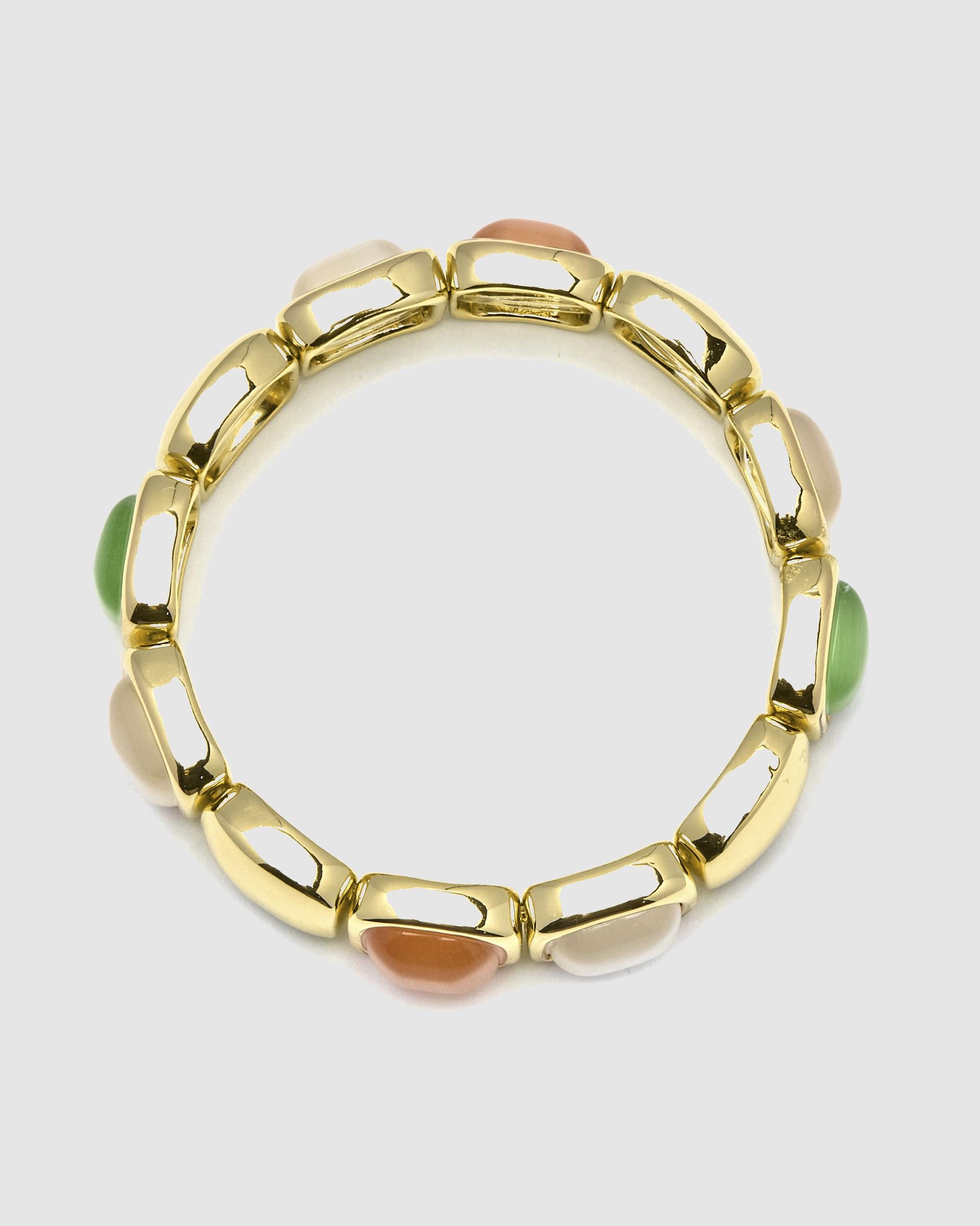Pulsera de cadena áfrica acabada en amarillo de 18 quilates con ojo de gato multicolor - Luxenter - Oro Oro-3