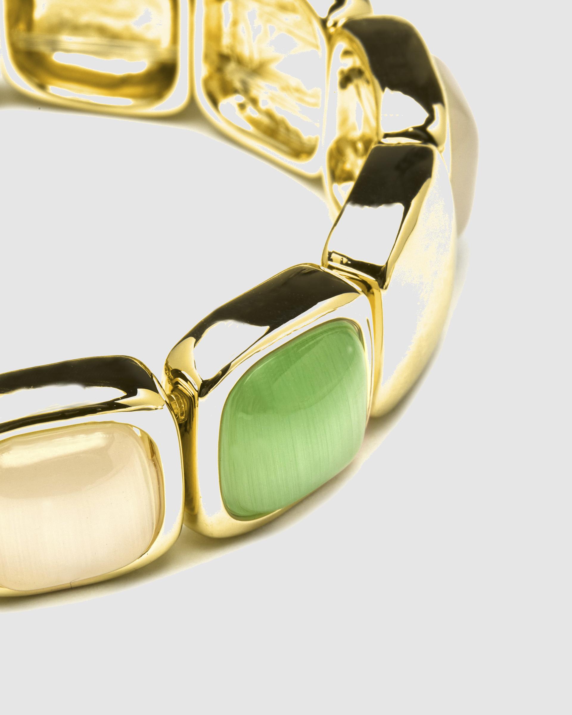 Pulsera de cadena áfrica acabada en amarillo de 18 quilates con ojo de gato multicolor - Luxenter - Oro Oro-6