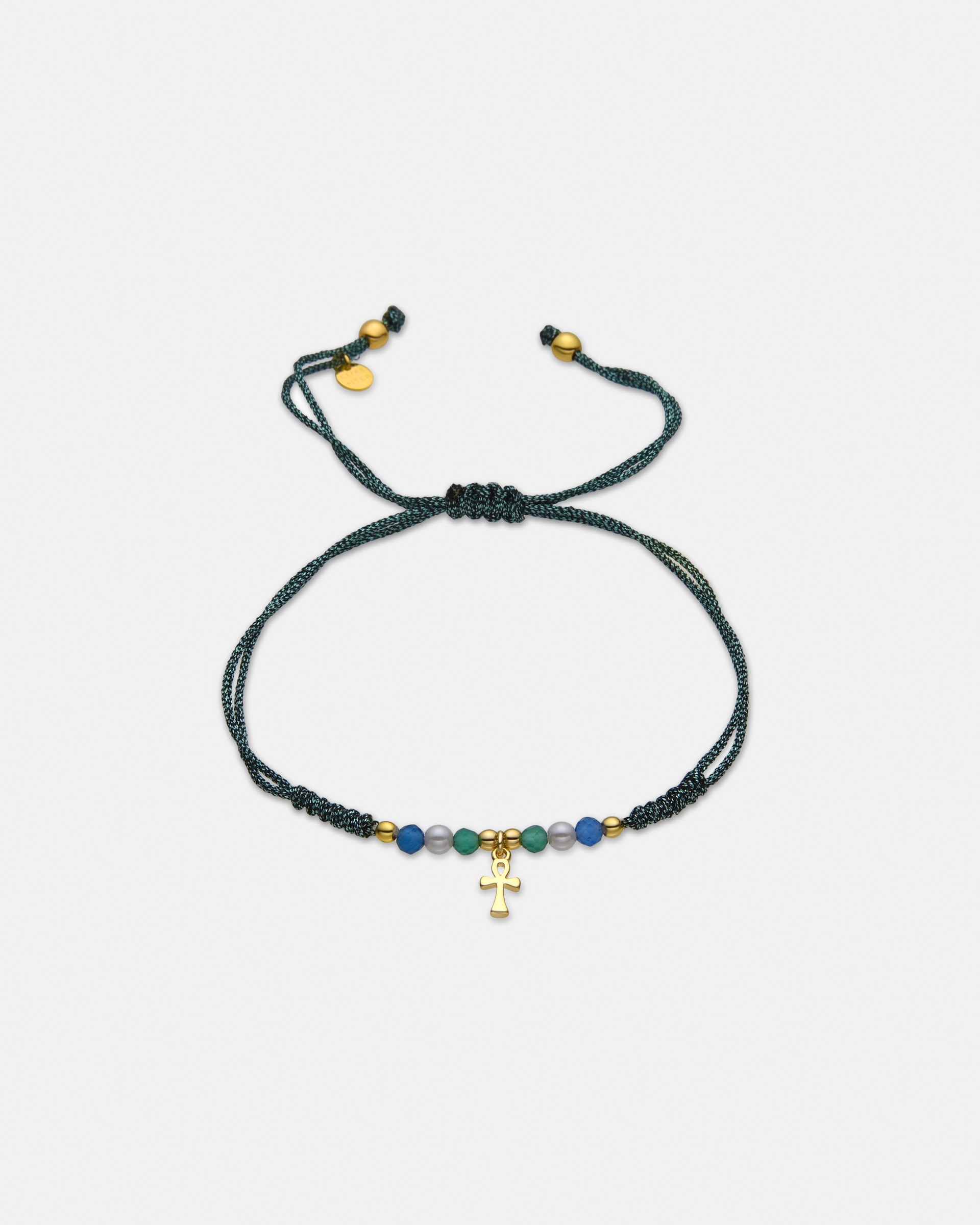 Pulsera pide un deseo de plata de ley 925 acabada en amarillo de 18 quilates con cristal azul oscuro - Luxenter - Oro Oro-1
