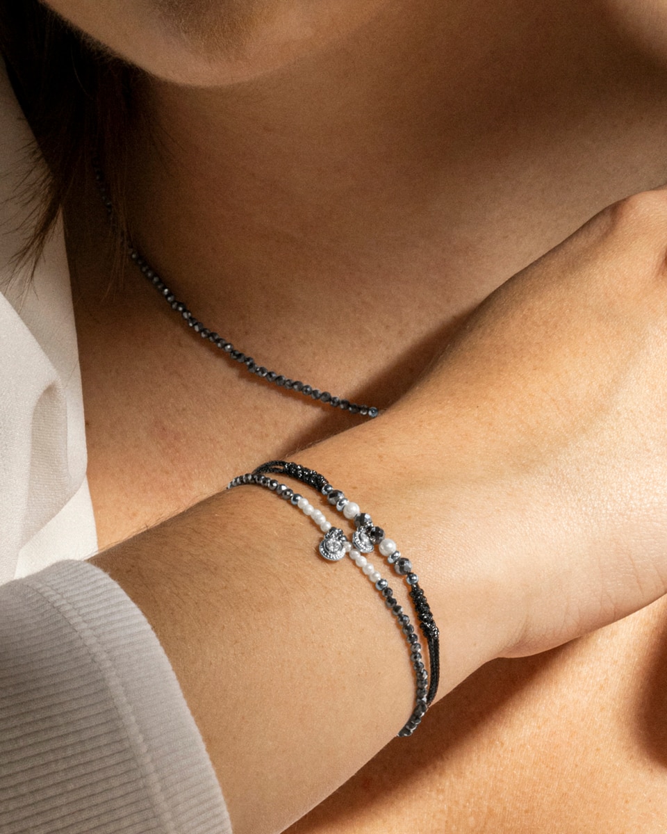Pulsera pide un deseo de de ley 925 acabada en rodio con perla blanca - Luxenter - Plata Plata-4