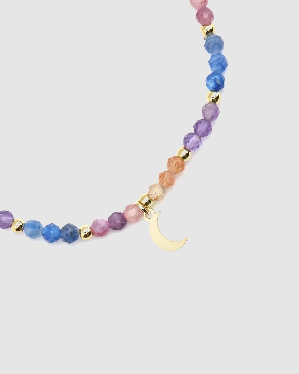 Pulsera Pide Un Deseo acabada en oro de 18k con cristal multicolor Multicolor-5