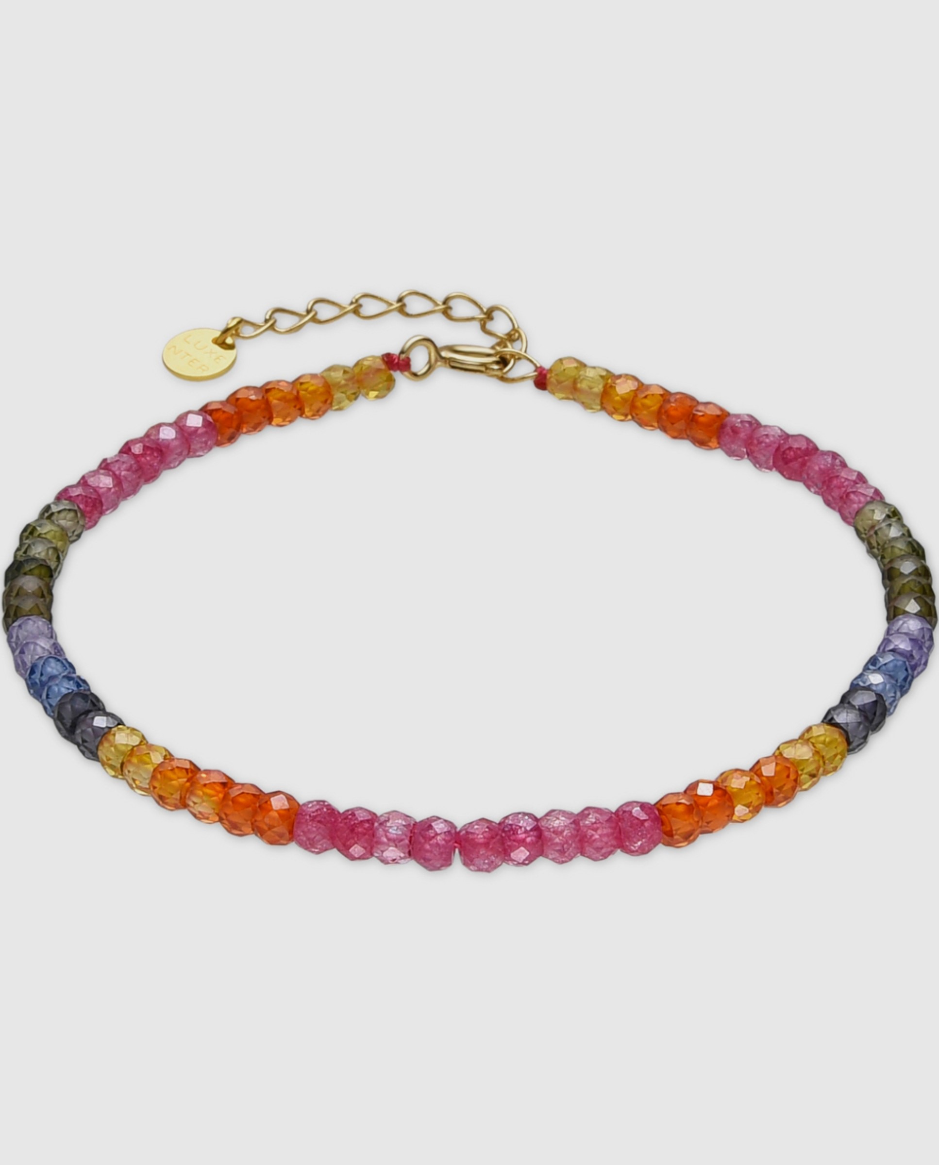 Pulsera de cadena trendy de plata de ley 925 acabada en oro amarillo de 18 quilates con cristal - Luxenter - Multicolor Multicolor-1