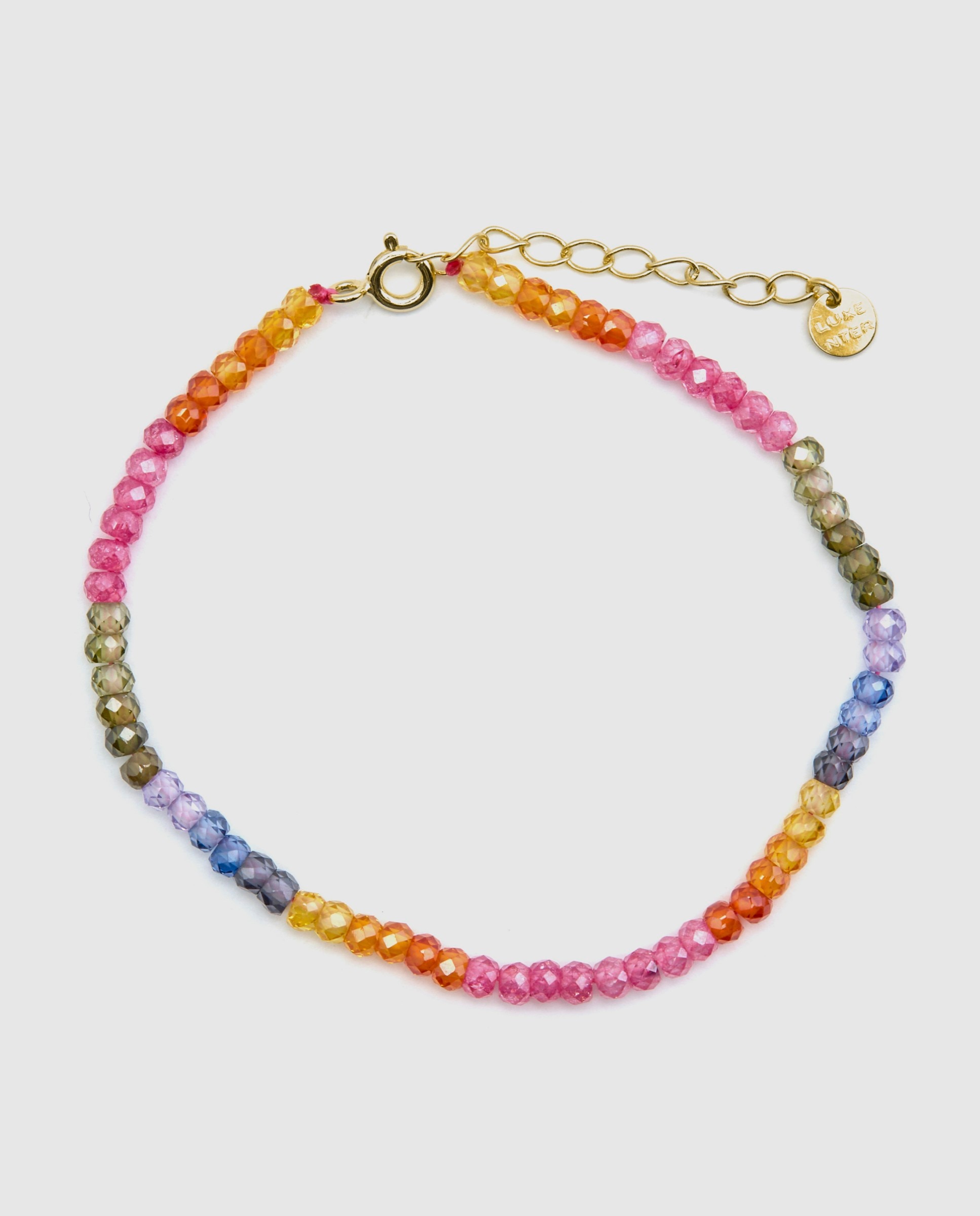 Pulsera de cadena trendy de plata de ley 925 acabada en oro amarillo de 18 quilates con cristal - Luxenter - Multicolor Multicolor-3