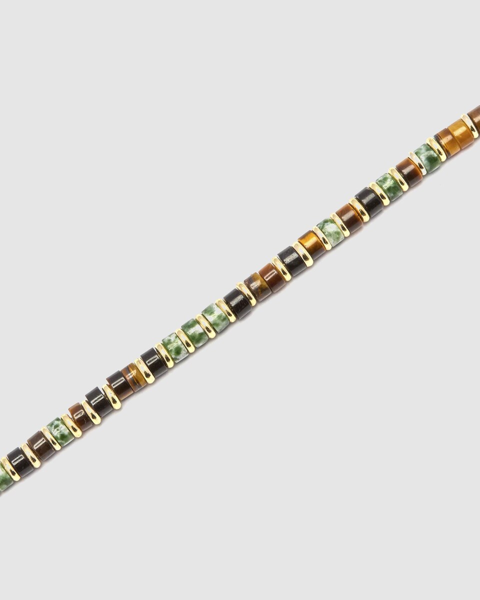 Pulsera Trendy acabada en oro amarillo de 18k con ojo de tigre Marrón-6