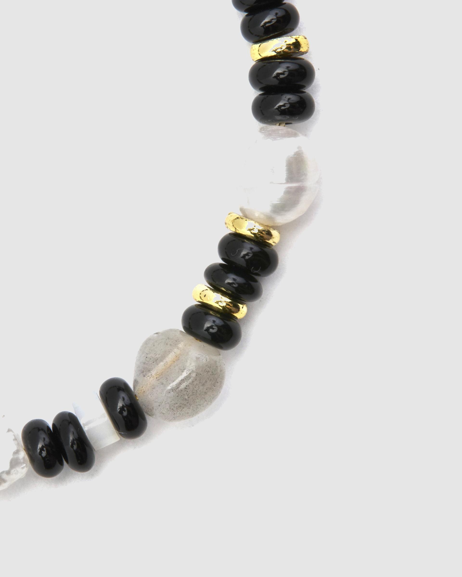 Pulsera de cadena trendy de plata de ley 925 acabada en oro amarillo de 18 quilates con onix - Luxenter - Negro Negro-6
