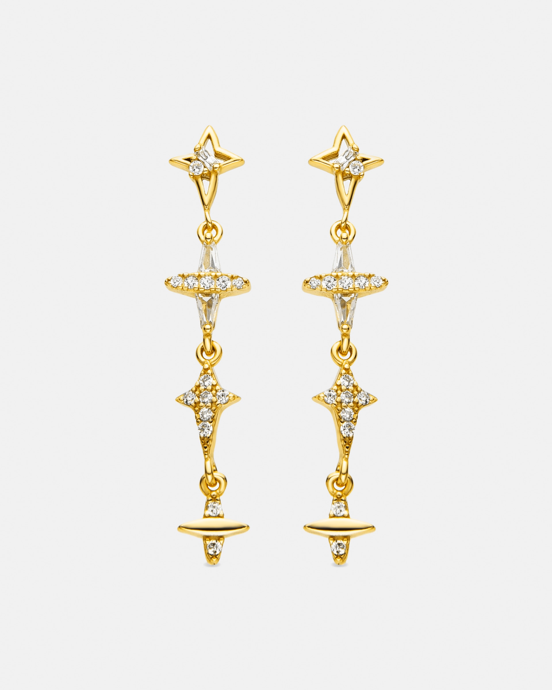 Imagen 1 de Pendientes pide un deseo de plata de ley 925 acabados en oro de 18 quilates con circonita brillante - Luxenter - Oro Oro