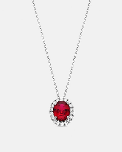 Imagen 0 de Collar Atelier de plata acabado en rodio con circonita rubí