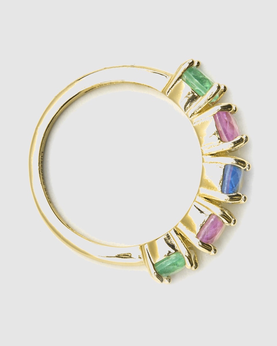 Anillo Atelier de plata acabado en oro de 18k con circonitas multicolor Multicolor-3
