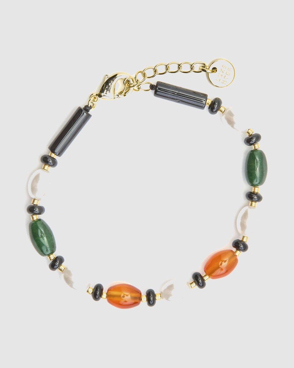 Pulsera África acabada en oro amarillo de 18k con cristal marrón