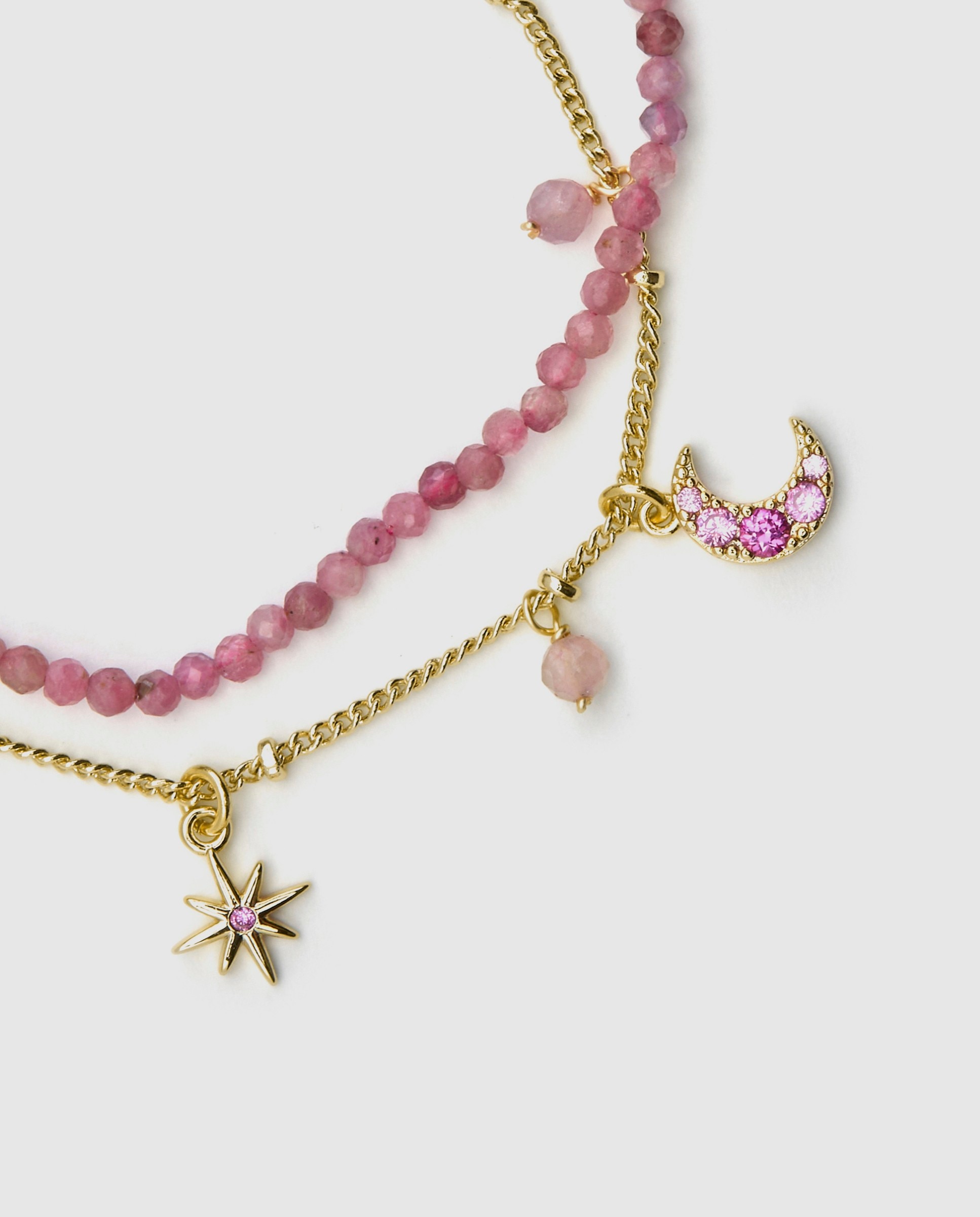 Pulsera boho acabada en oro amarillo de 18 quilates con cristal - Luxenter - Rosa Rosa-6