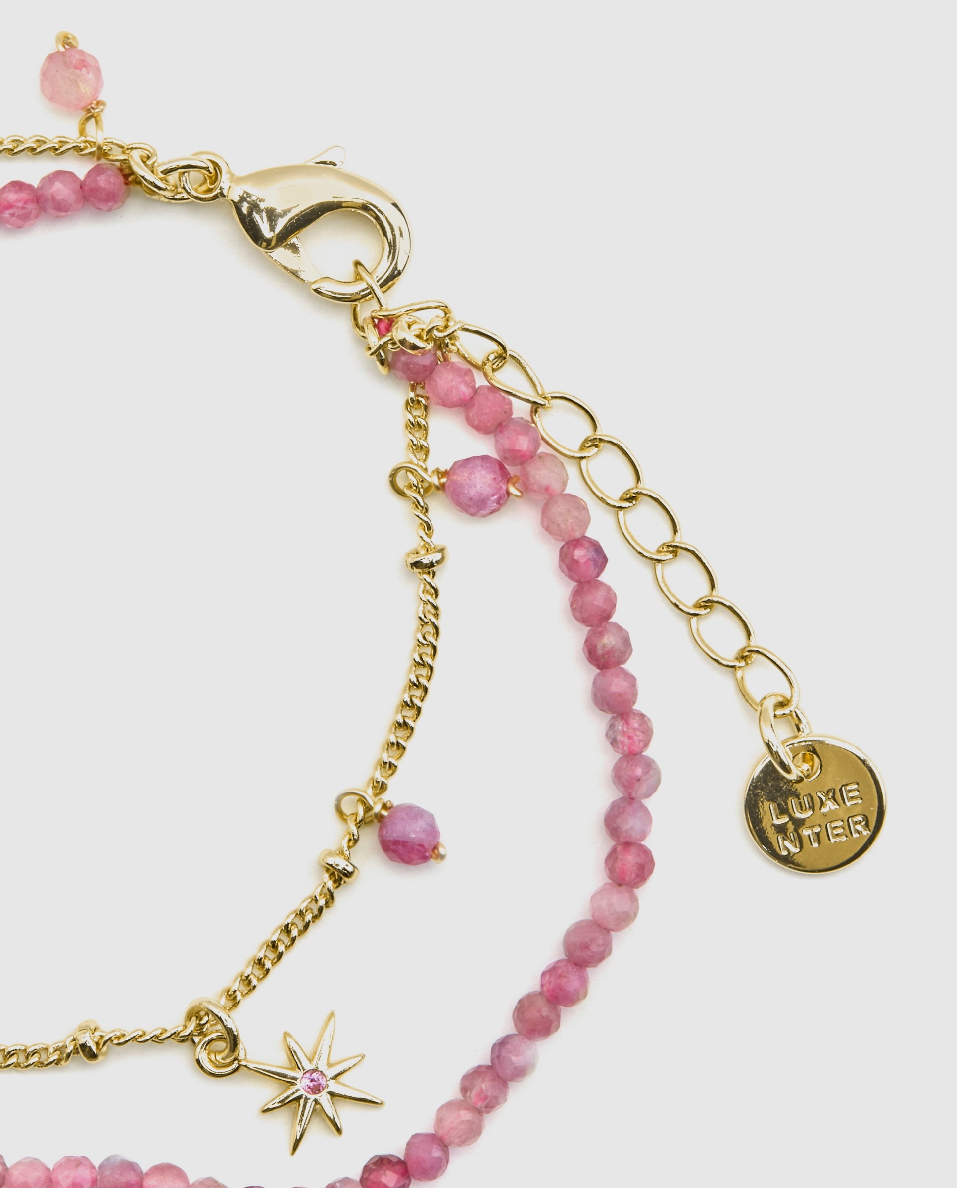 Pulsera boho acabada en oro amarillo de 18 quilates con cristal - Luxenter - Rosa Rosa-7