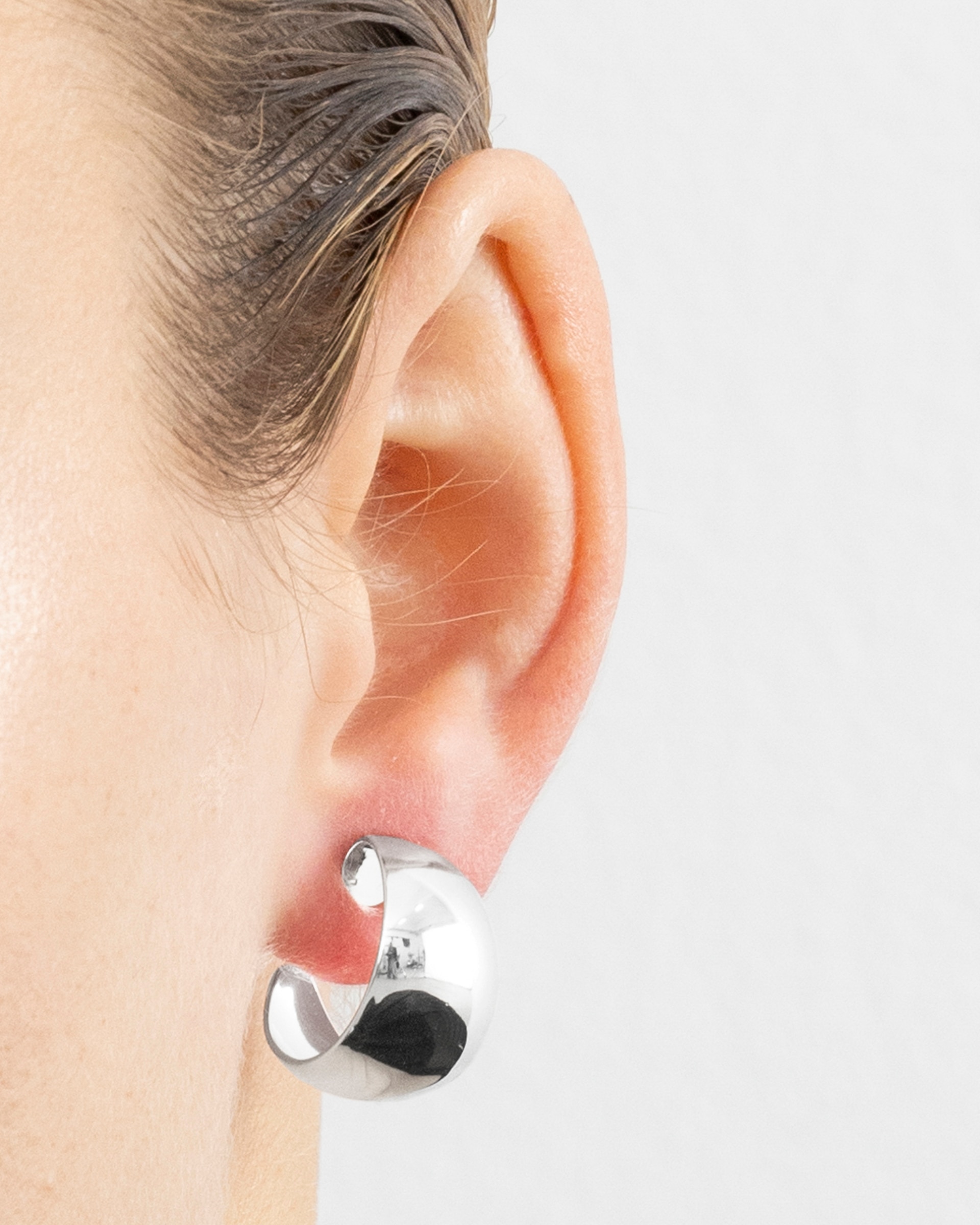 Pendientes de aro basic acabados en rodio - Luxenter - Plata mate Plata mate-4