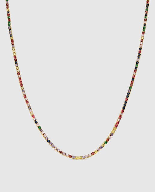 Imagen 0 de Collar África acabado en  oro amarillo de 18k con circonita multicolor