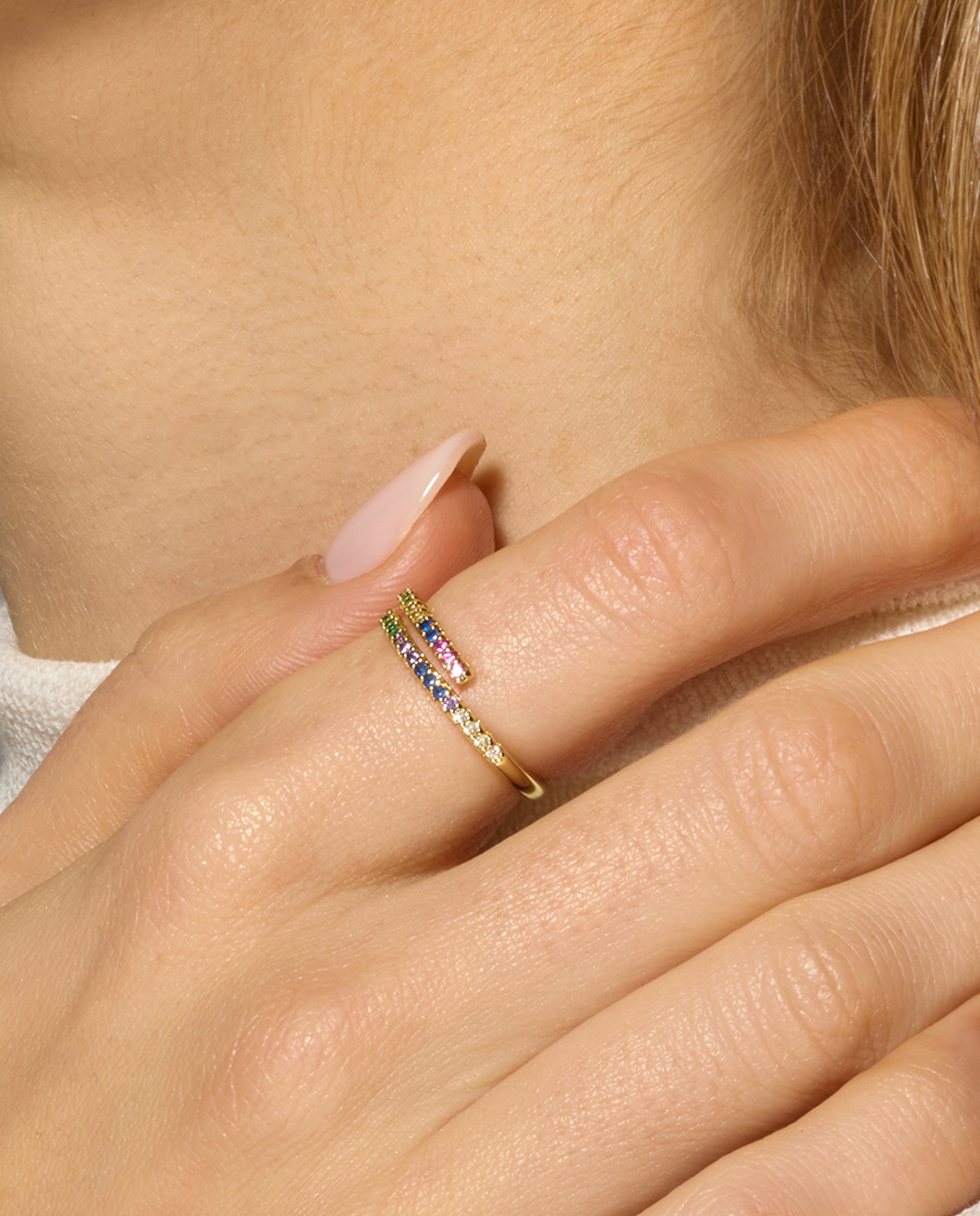 Anillo ajustable áfrica acabado en amarillo de 18 quilates con circonita multicolor - Luxenter - Oro Oro-4