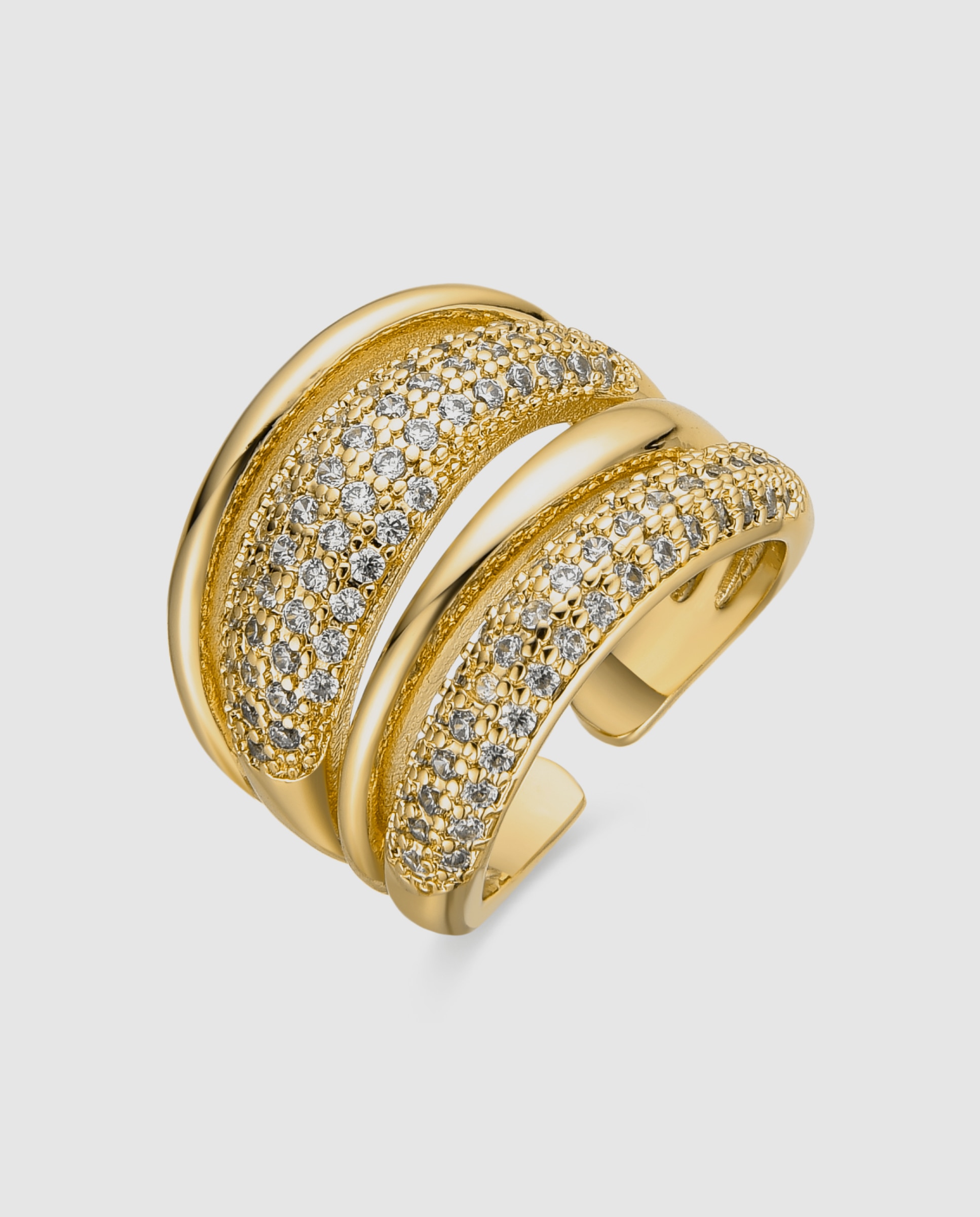 Anillo acabado en oro amarillo 18k con circonita brillante - Luxenter - Dorado Dorado-1