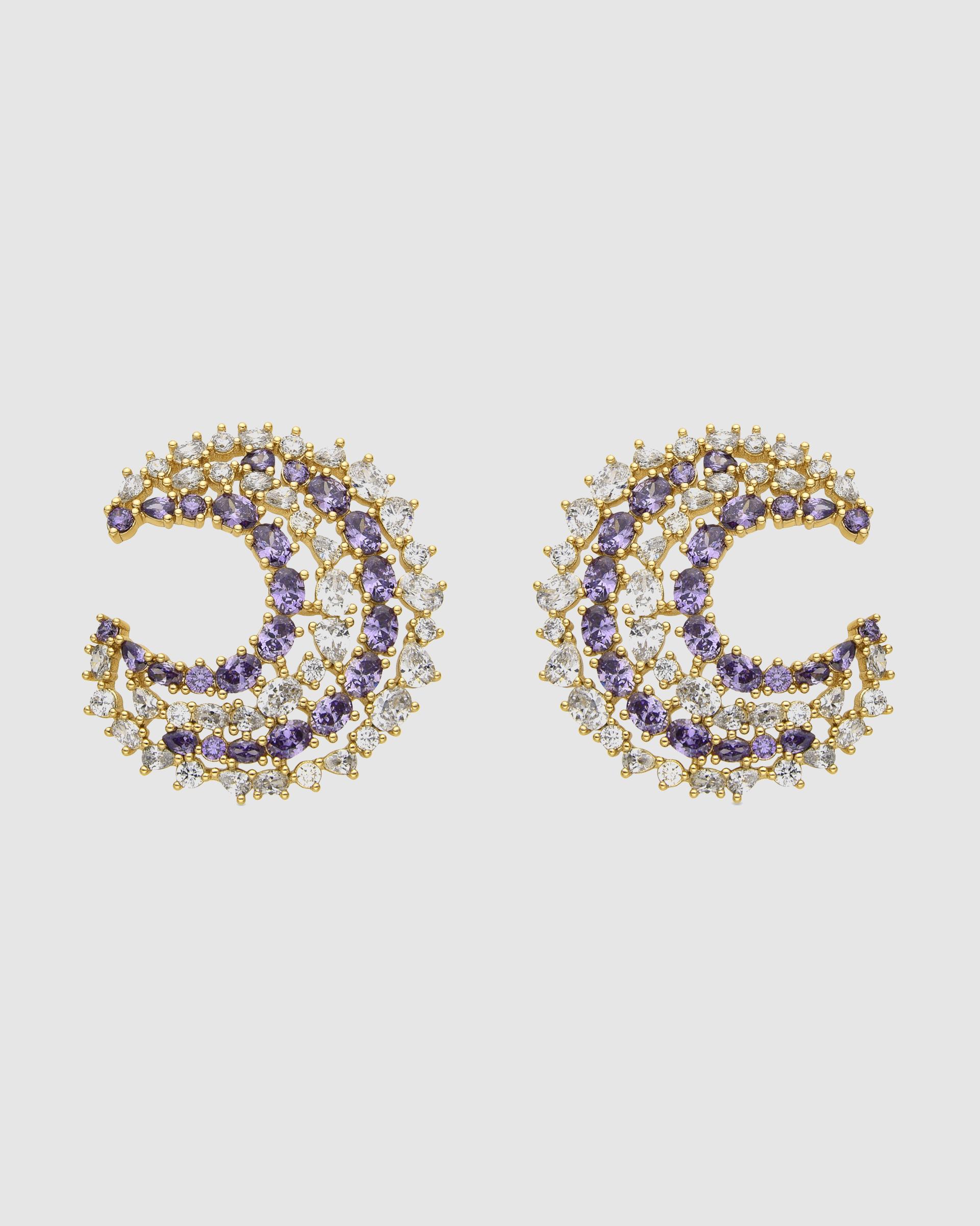 Imagen 1 de Pendientes de aro áfrica acabados en oro de 18 quilates con circonitas multicolor - Luxenter - Oro Oro