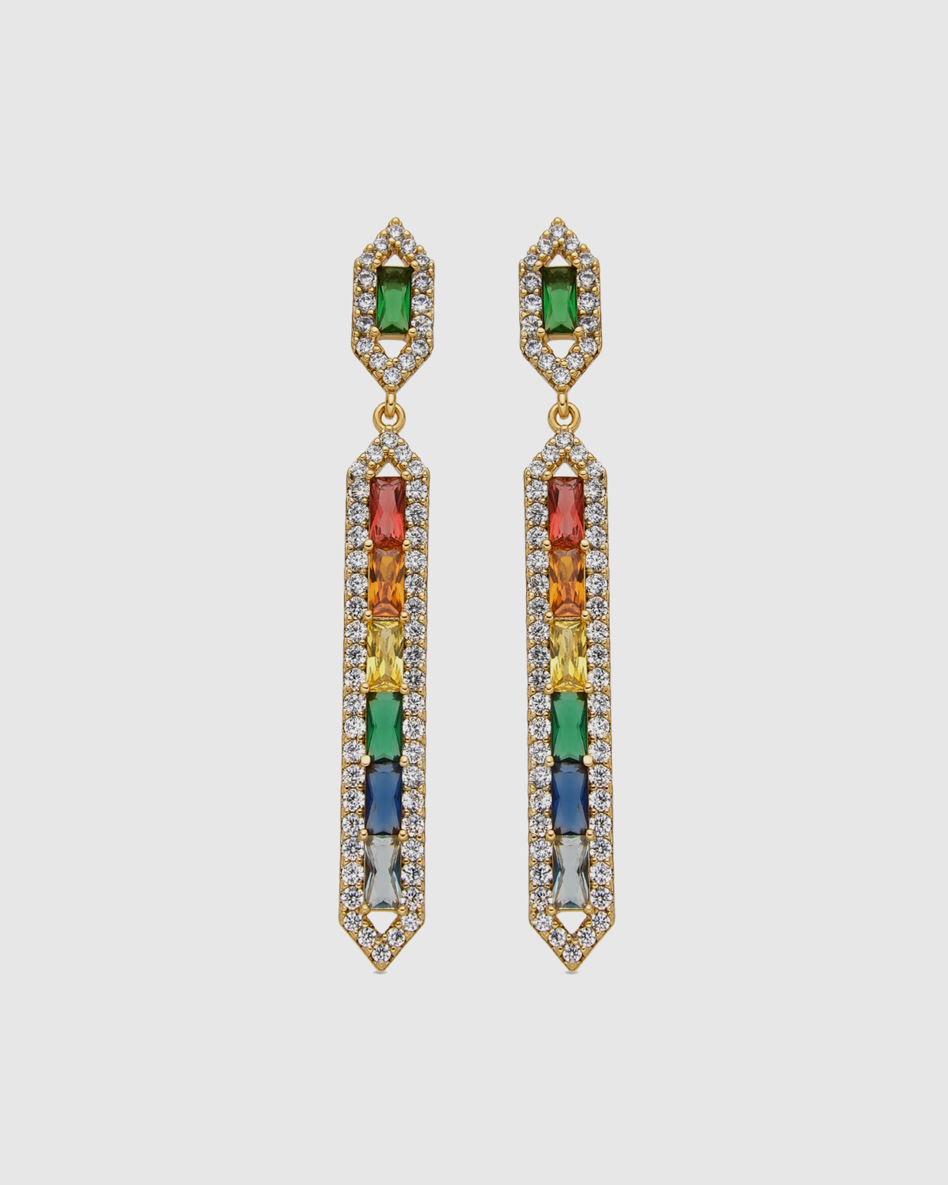 Imagen 1 de Pendientes áfrica acabados en oro de 18 quilates con circonitas multicolor - Luxenter - Dorado Dorado