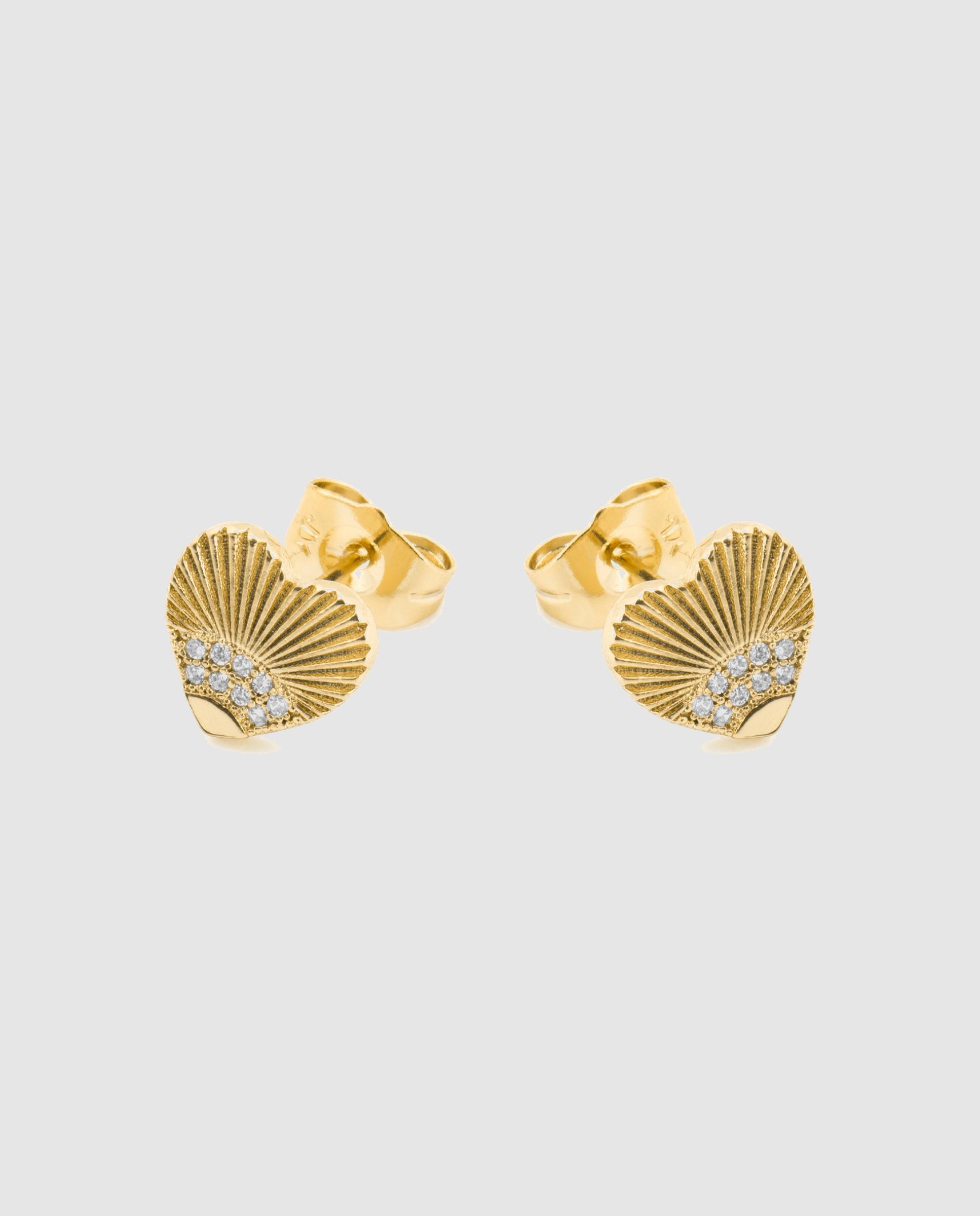 Imagen 3 de Pendientes de aro áfrica acabados en oro de 18 quilates con circonitas blancas - Luxenter - Oro Oro
