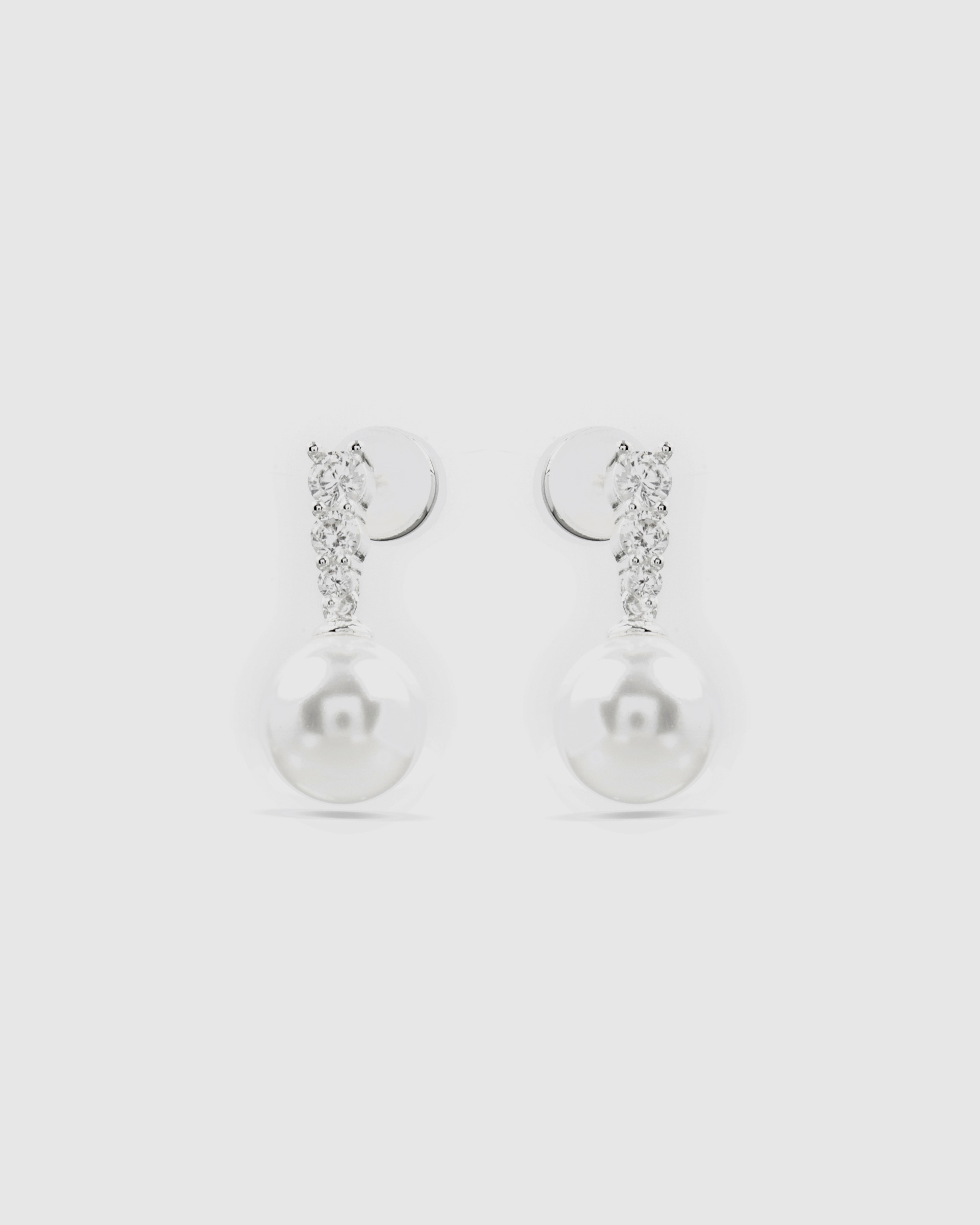 Pendientes acabados en rodio con perla - Luxenter - Blanco Blanco-1
