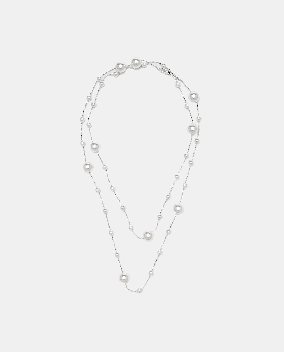 Collar Essential acabado en rodio con perla blanca Plata-4