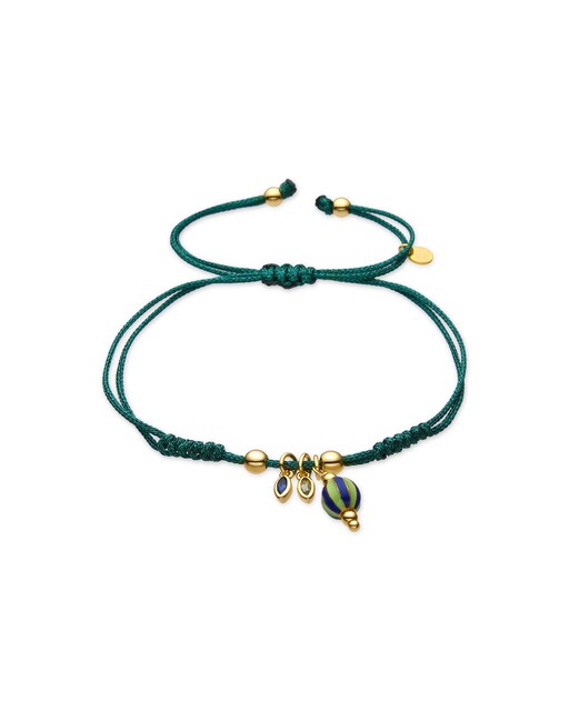Imagen 0 de Pulsera Pide Un Deseo acabada en oro de 18k con lacado verde