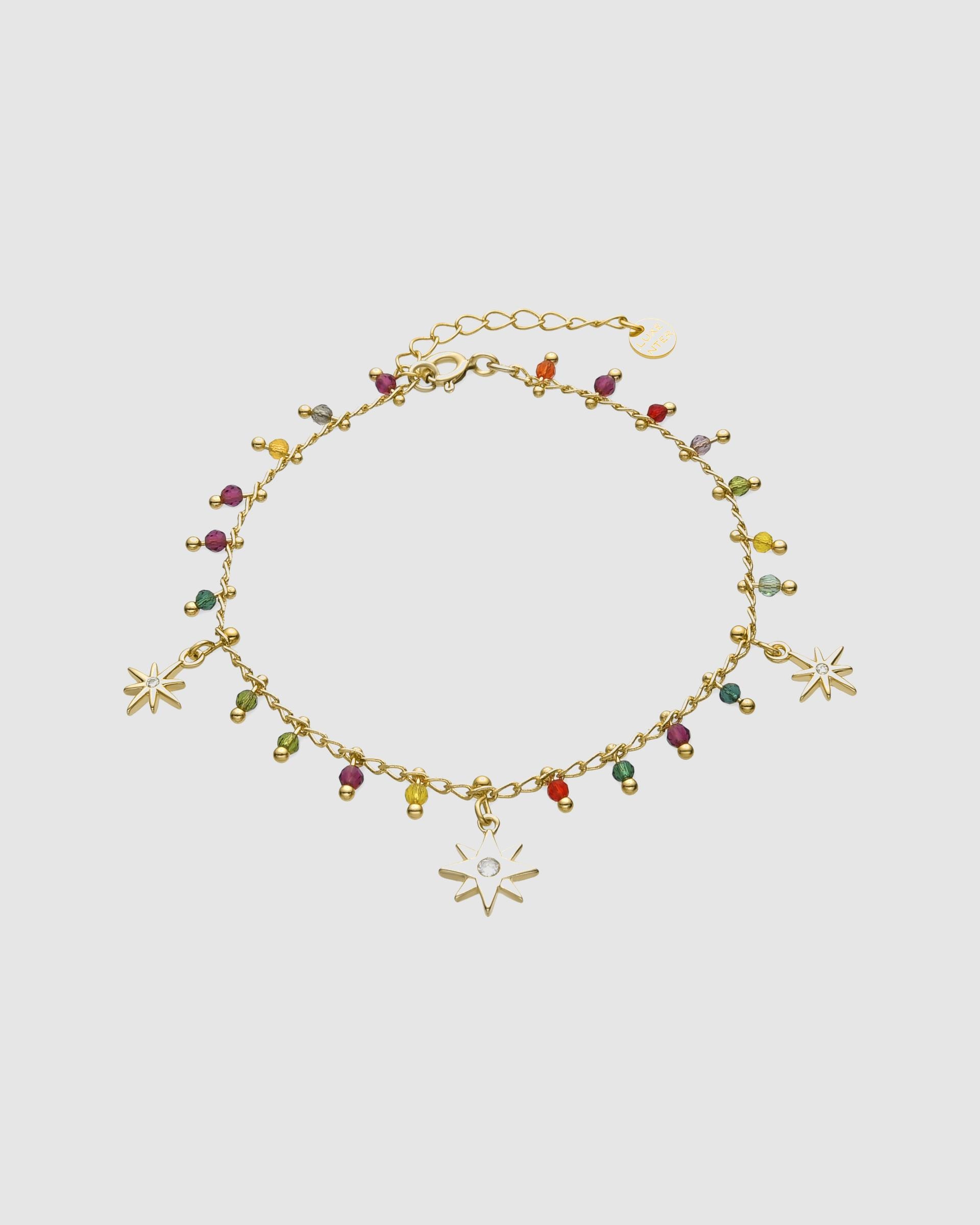Pulsera pide un deseo de plata de ley 925 acabada en oro de 18 quilates con circonita multicolor - Luxenter - Oro Oro-1