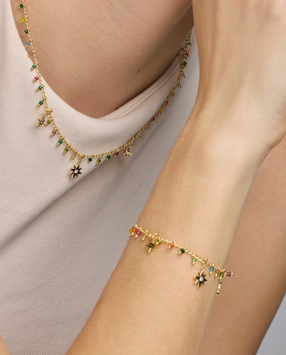 Pulsera pide un deseo de plata de ley 925 acabada en oro de 18 quilates con circonita multicolor - Luxenter - Oro Oro-2
