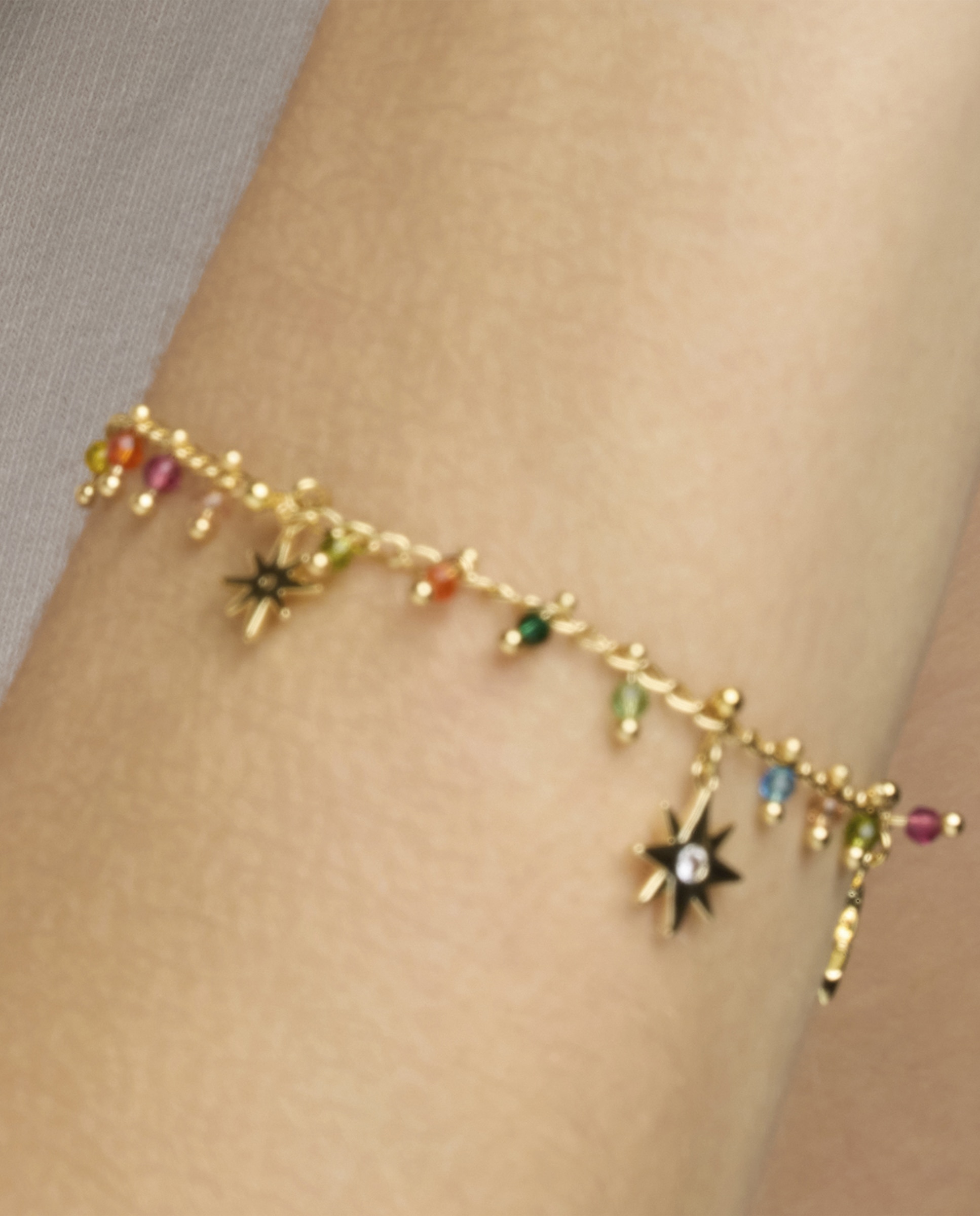 Pulsera pide un deseo de plata de ley 925 acabada en oro de 18 quilates con circonita multicolor - Luxenter - Oro Oro-4