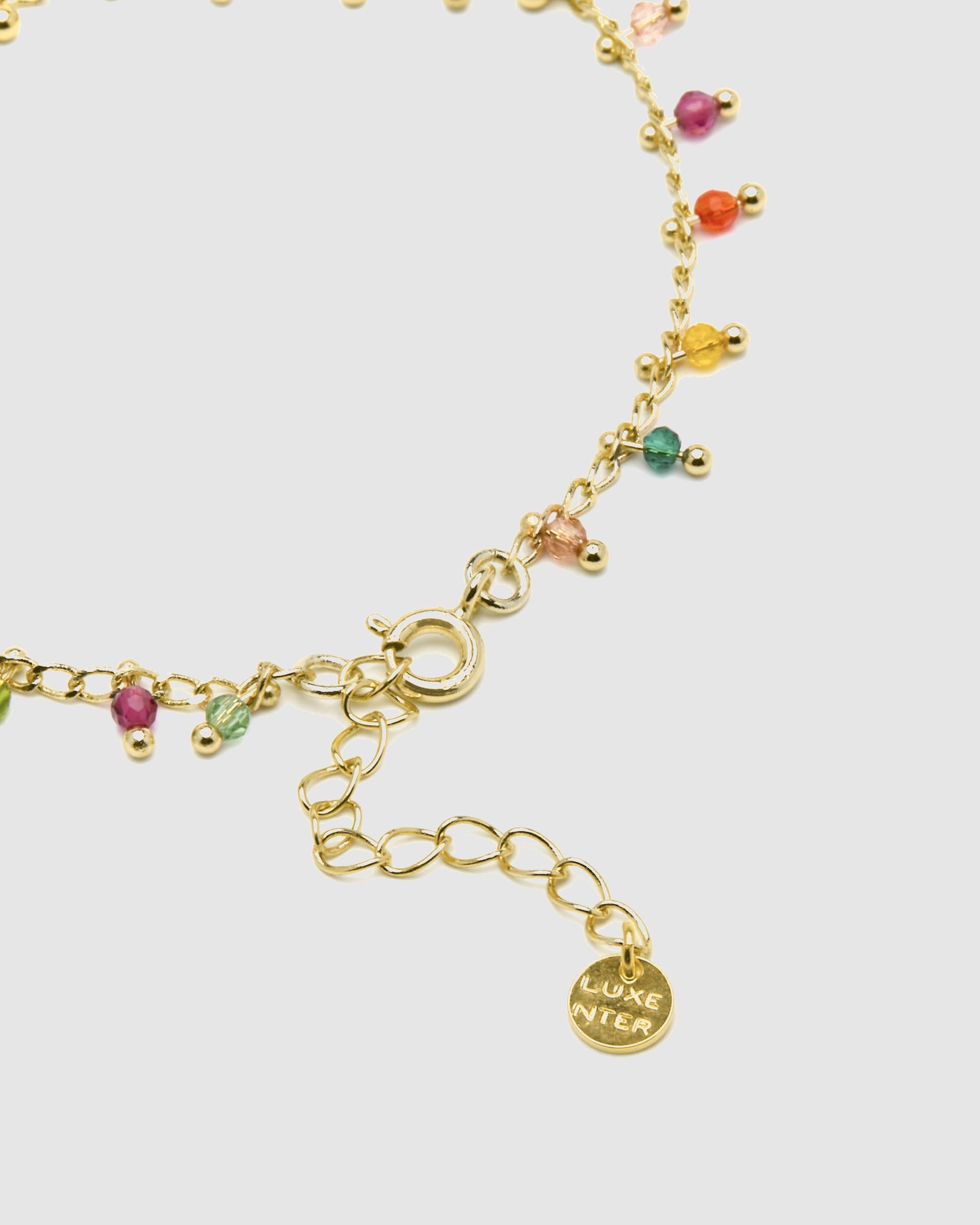 Pulsera pide un deseo de plata de ley 925 acabada en oro de 18 quilates con circonita multicolor - Luxenter - Oro Oro-6