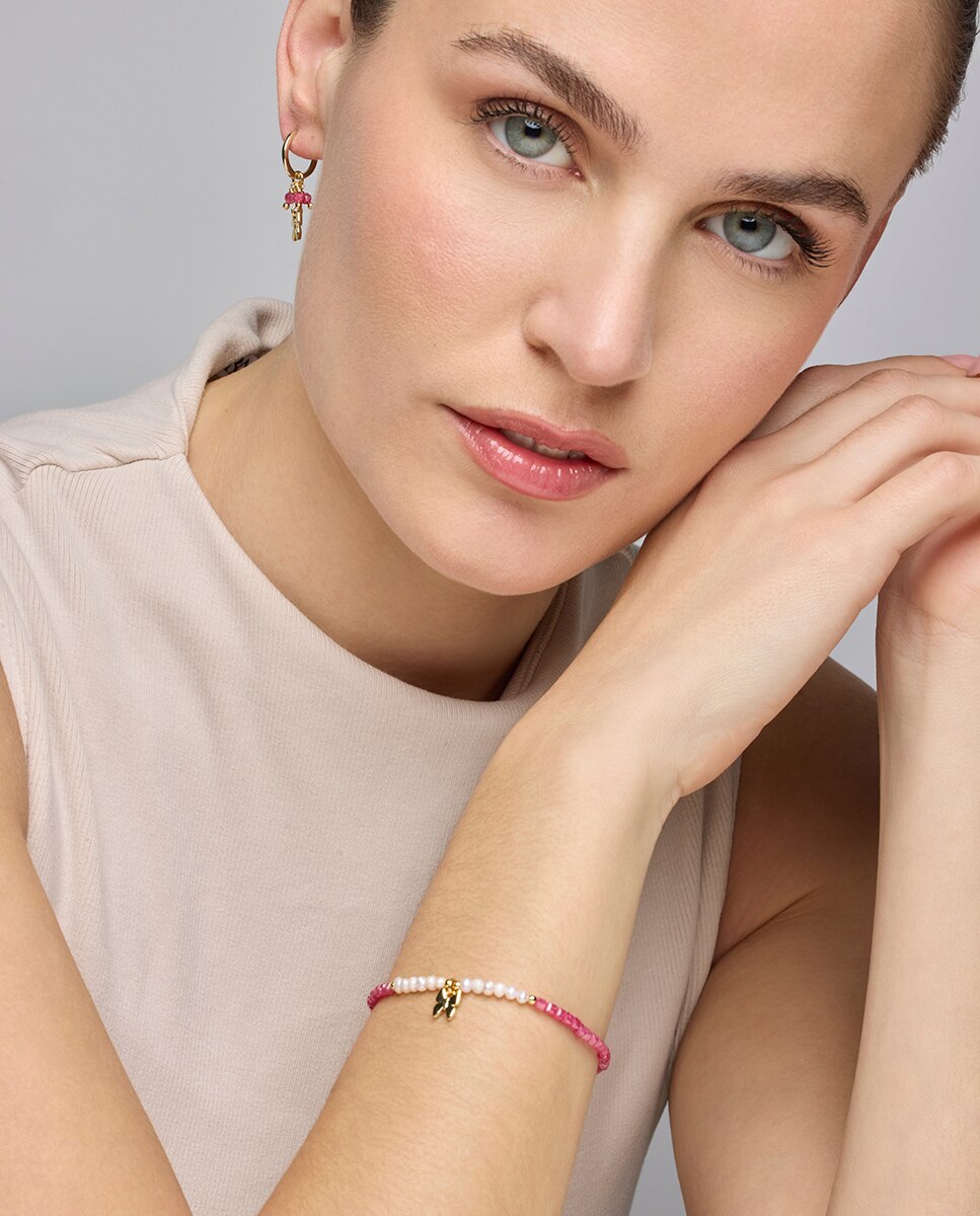 Pulsera pide un deseo de plata de ley 925 acabada en oro de 18 quilates con perla blanca - Luxenter - Multicolor Multicolor-2