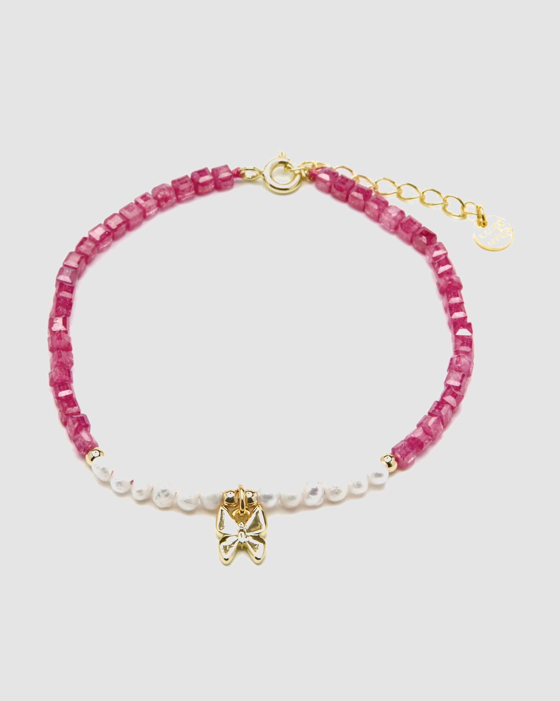 Pulsera pide un deseo de plata de ley 925 acabada en oro de 18 quilates con perla blanca - Luxenter - Multicolor Multicolor-3