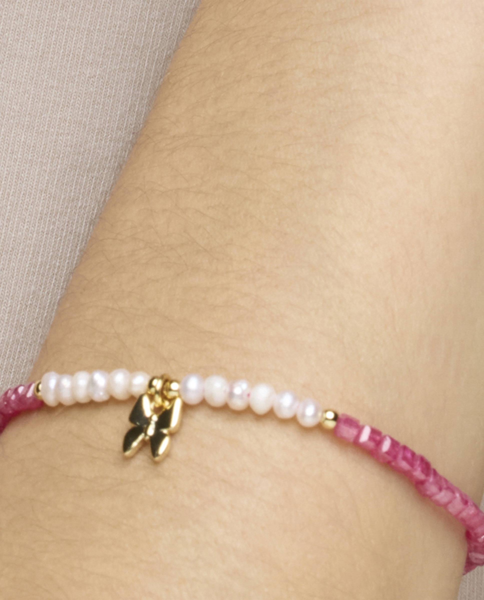 Pulsera pide un deseo de plata de ley 925 acabada en oro de 18 quilates con perla blanca - Luxenter - Multicolor Multicolor-4