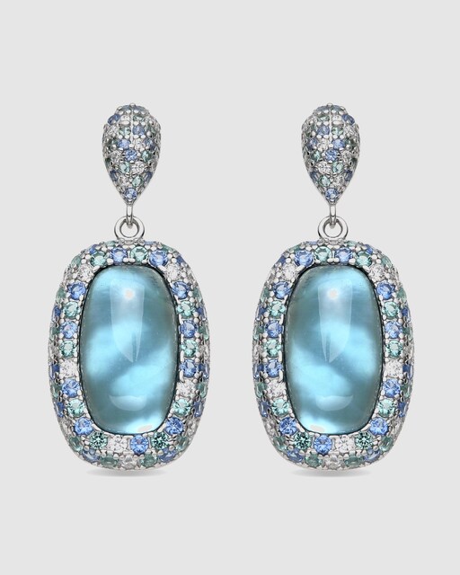 Imagen 0 de Pendientes Atelier acabados en rodio con cristal azul