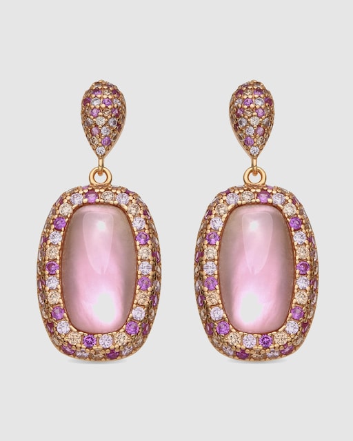 Imagen 0 de Pendientes Atelier acabados en oro de 18k con doblete de madre perla rosa