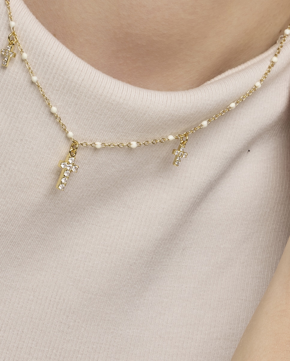 Collar Pide Un Deseo acabado en oro de 18k con circonita multicolor Multicolor-5