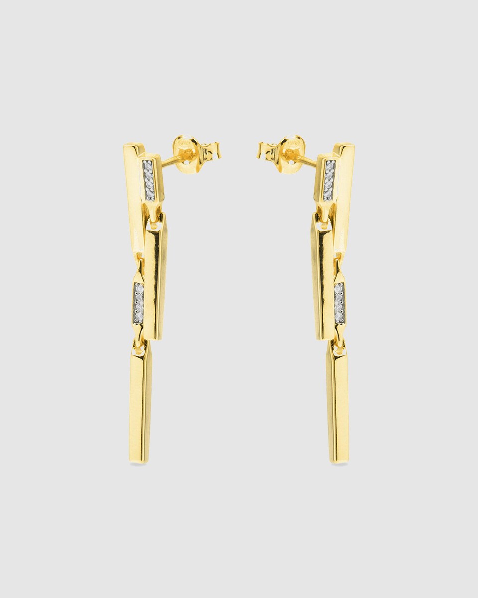 Pendientes Momentos Para Brillar acabados en oro de 18 quilates con circonita brillante Dorado-4