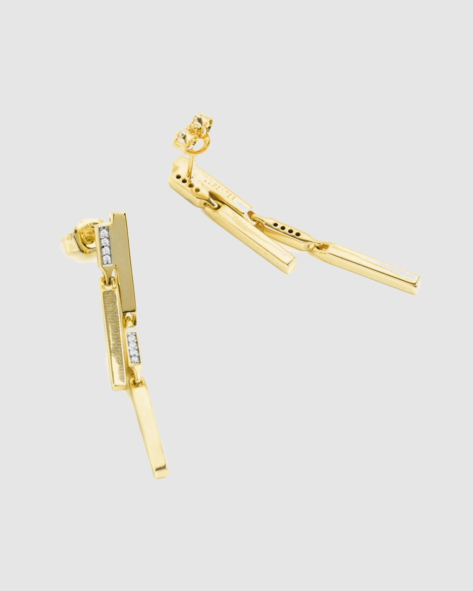 Pendientes Momentos Para Brillar acabados en oro de 18 quilates con circonita brillante Dorado-6